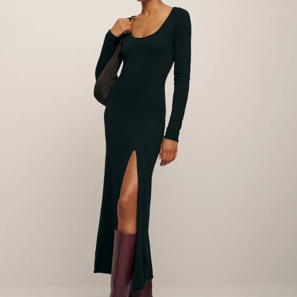 Reformation Jennita Cashmere Dress Black